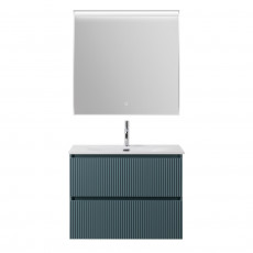 Тумба с раковиной подвесная BelBagno UNO-800-2C-SO-AO Голубой матовый, раковина белая BB-8099-80