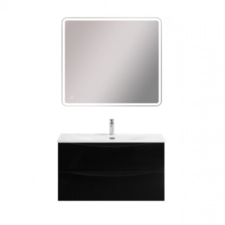 Тумба с раковиной подвесная BelBagno MARINO-CER-MINI-900-2C-SO-NL-P Nero Lucido, раковина белая BB-8099-3-90 Тумба с раковиной подвесная BelBagno MARINO-CER-MINI-900-2C-SO-NL-P Nero Lucido, раковина белая BB-8099-3-90