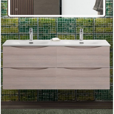 Тумба с раковиной подвесная BelBagno MARINO-CER-N-1200-4C-SO-RG-P Rovere Grigio, раковина белая BB-8099-120-2 с 2-я чашами Тумба с раковиной подвесная BelBagno MARINO-CER-N-1200-4C-SO-RG-P Rovere Grigio, раковина белая BB-8099-120-2 с 2-я чашами