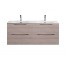 Тумба с раковиной подвесная BelBagno MARINO-CER-N-1200-4C-SO-RG-P Rovere Grigio, раковина белая BB-8099-120-2 с 2-я чашами