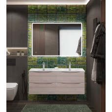 Тумба с раковиной подвесная BelBagno MARINO-CER-N-1200-4C-SO-RG-P Rovere Grigio, раковина белая BB-8099-120-2 с 2-я чашами