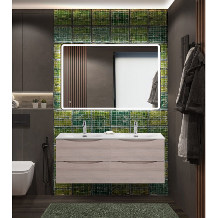 Тумба с раковиной подвесная BelBagno MARINO-CER-N-1200-4C-SO-RG-P Rovere Grigio, раковина белая BB-8099-120-2 с 2-я чашами Тумба с раковиной подвесная BelBagno MARINO-CER-N-1200-4C-SO-RG-P Rovere Grigio, раковина белая BB-8099-120-2 с 2-я чашами