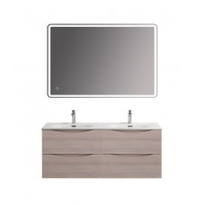 Тумба с раковиной подвесная BelBagno MARINO-CER-N-1200-4C-SO-RG-P Rovere Grigio, раковина белая BB-8099-120-2 с 2-я чашами