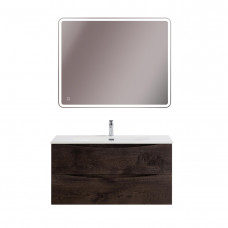 Тумба с раковиной подвесная BelBagno MARINO-CER-MINI-1000-2C-SO-RNG-P Rovere Nature Grigio, раковина белая BB-8099-3-100