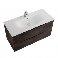 Тумба с раковиной подвесная BelBagno MARINO-CER-MINI-1000-2C-SO-RNG-P Rovere Nature Grigio, раковина белая BB-8099-3-100