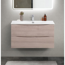 Тумба с раковиной подвесная BelBagno MARINO-CER-MINI-900-2C-SO-RG-P Rovere Grigio, раковина белая BB-8099-3-90