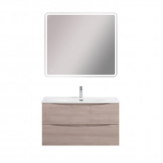 Тумба с раковиной подвесная BelBagno MARINO-CER-MINI-900-2C-SO-RG-P Rovere Grigio, раковина белая BB-8099-3-90
