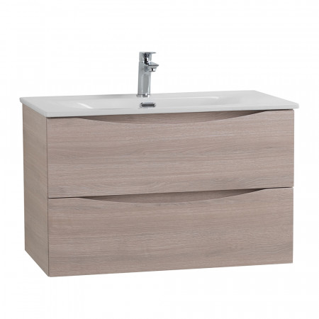 Тумба с раковиной подвесная BelBagno MARINO-CER-MINI-900-2C-SO-RG-P Rovere Grigio, раковина белая BB-8099-3-90 Тумба с раковиной подвесная BelBagno MARINO-CER-MINI-900-2C-SO-RG-P Rovere Grigio, раковина белая BB-8099-3-90