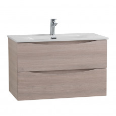 Тумба с раковиной подвесная BelBagno MARINO-CER-MINI-800-2C-SO-RG-P Rovere Grigio, раковина белая BB-8099-3-80