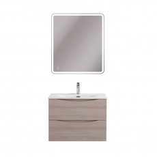 Тумба с раковиной подвесная BelBagno MARINO-CER-MINI-800-2C-SO-RG-P Rovere Grigio, раковина белая BB-8099-3-80