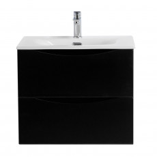 Тумба с раковиной подвесная BelBagno MARINO-CER-MINI-700-2C-SO-NL-P Nero Lucido, раковина белая BB-8099-3-70