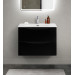 Тумба с раковиной подвесная BelBagno MARINO-CER-MINI-700-2C-SO-NL-P Nero Lucido, раковина белая BB-8099-3-70