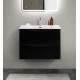 Тумба с раковиной подвесная BelBagno MARINO-CER-MINI-700-2C-SO-NL-P Nero Lucido, раковина белая BB-8099-3-70 Тумба с раковиной подвесная BelBagno MARINO-CER-MINI-700-2C-SO-NL-P Nero Lucido, раковина белая BB-8099-3-70