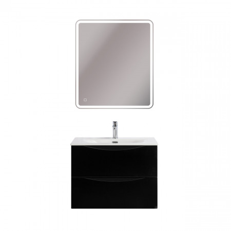 Тумба с раковиной подвесная BelBagno MARINO-CER-MINI-700-2C-SO-NL-P Nero Lucido, раковина белая BB-8099-3-70 Тумба с раковиной подвесная BelBagno MARINO-CER-MINI-700-2C-SO-NL-P Nero Lucido, раковина белая BB-8099-3-70
