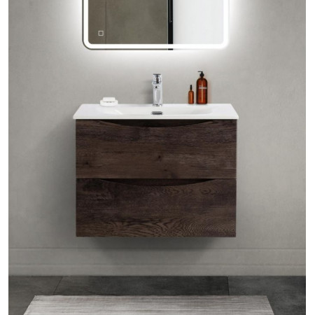 Тумба с раковиной подвесная BelBagno MARINO-CER-MINI-700-2C-SO-RNG-P Rovere Nature Grigio, раковина белая BB-8099-3-70 Тумба с раковиной подвесная BelBagno MARINO-CER-MINI-700-2C-SO-RNG-P Rovere Nature Grigio, раковина белая BB-8099-3-70