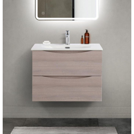 Тумба с раковиной подвесная BelBagno MARINO-CER-MINI-700-2C-SO-RG-P Rovere Grigio, раковина белая BB-8099-3-70 Тумба с раковиной подвесная BelBagno MARINO-CER-MINI-700-2C-SO-RG-P Rovere Grigio, раковина белая BB-8099-3-70