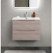 Тумба с раковиной подвесная BelBagno MARINO-CER-MINI-700-2C-SO-RG-P Rovere Grigio, раковина белая BB-8099-3-70