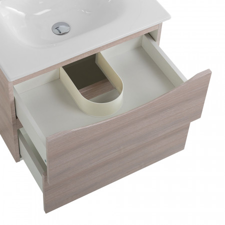 Тумба с раковиной подвесная BelBagno MARINO-CER-MINI-700-2C-SO-RG-P Rovere Grigio, раковина белая BB-8099-3-70 Тумба с раковиной подвесная BelBagno MARINO-CER-MINI-700-2C-SO-RG-P Rovere Grigio, раковина белая BB-8099-3-70