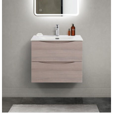 Тумба с раковиной подвесная BelBagno MARINO-CER-MINI-600-2C-SO-RG-P Rovere Grigio, раковина белая BB-8099-3-60