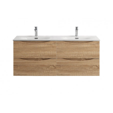 Тумба с раковиной подвесная BelBagno MARINO-CER-N-1200-4C-SO-WO-P Rovere Bianco, раковина белая BB-8099-120-2 с 2-я чашами Тумба с раковиной подвесная BelBagno MARINO-CER-N-1200-4C-SO-WO-P Rovere Bianco, раковина белая BB-8099-120-2 с 2-я чашами