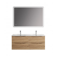 Тумба с раковиной подвесная BelBagno MARINO-CER-N-1200-4C-SO-WO-P Rovere Bianco, раковина белая BB-8099-120-2 с 2-я чашами
