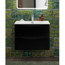 Тумба с раковиной подвесная BelBagno MARINO-CER-N-700-2C-SO-NL-P Nero Lucido, раковина белая BB-8099-70