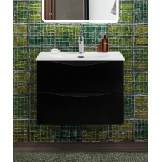 Тумба с раковиной подвесная BelBagno MARINO-CER-N-700-2C-SO-NL-P Nero Lucido, раковина белая BB-8099-70