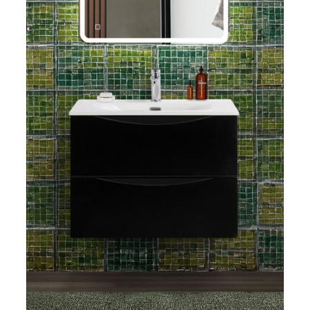 Тумба с раковиной подвесная BelBagno MARINO-CER-N-700-2C-SO-NL-P Nero Lucido, раковина белая BB-8099-70 Тумба с раковиной подвесная BelBagno MARINO-CER-N-700-2C-SO-NL-P Nero Lucido, раковина белая BB-8099-70