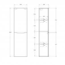 Пенал подвесной BelBagno FLY-MARINO-1500-2A-SC-NL-P-R правосторонний, Nero Lucido