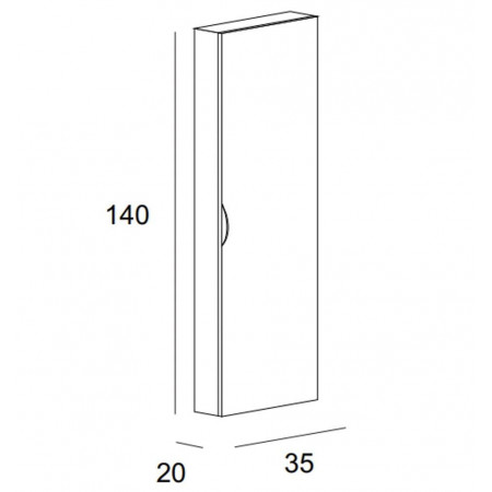 Пенал подвесной Cezares STYLUS 55222 Grigio nuvola, реверсивная Пенал подвесной Cezares STYLUS 55222 Grigio nuvola, реверсивная