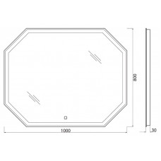 Зеркало BelBagno SPC-OTT-1000-800-LED-TCH