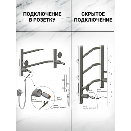 Полотенцесушитель электр. ТРУГОР 600*500 ПЭК СП 20 КВ ВГП ОРУЖЕЙНАЯ СТАЛЬ